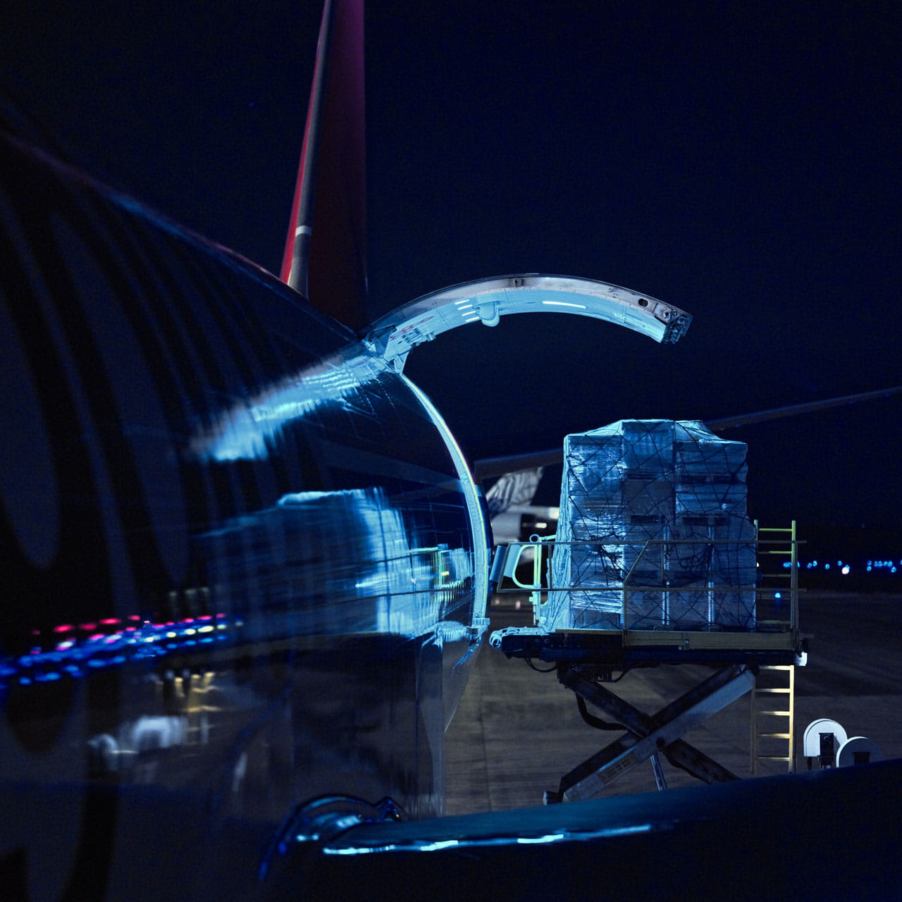 Opened hatch on the aircraft body